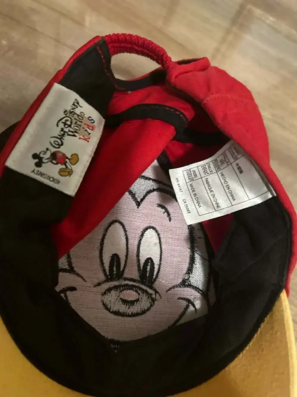 Y2K Disney Parks Mickey Mouse Toddler Baseball Cap with Ears Red Yellow